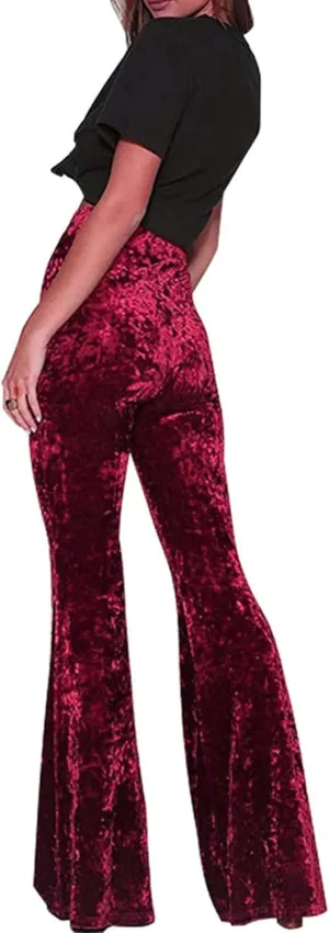 Women's Pants Wide Leg Gothic Sweatpants High Waist Velvet Flares Bell Bottoms Pants Ladies Casual Trousers