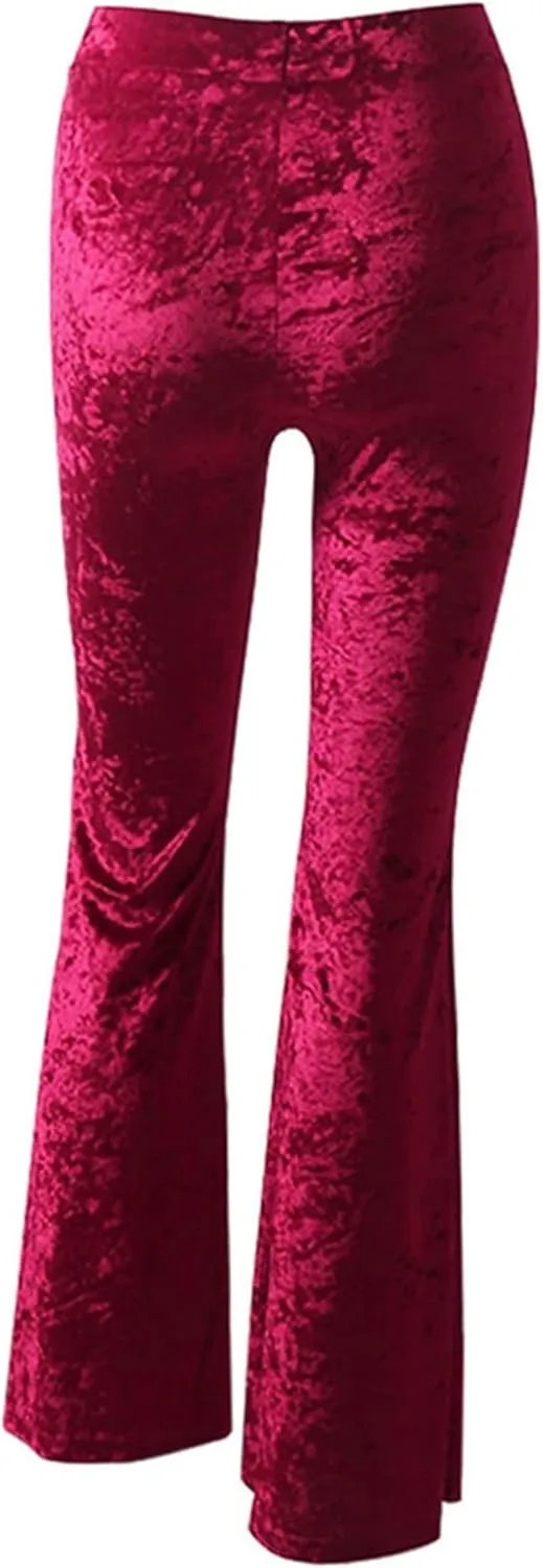 Women's Pants Wide Leg Gothic Sweatpants High Waist Velvet Flares Bell Bottoms Pants Ladies Casual Trousers