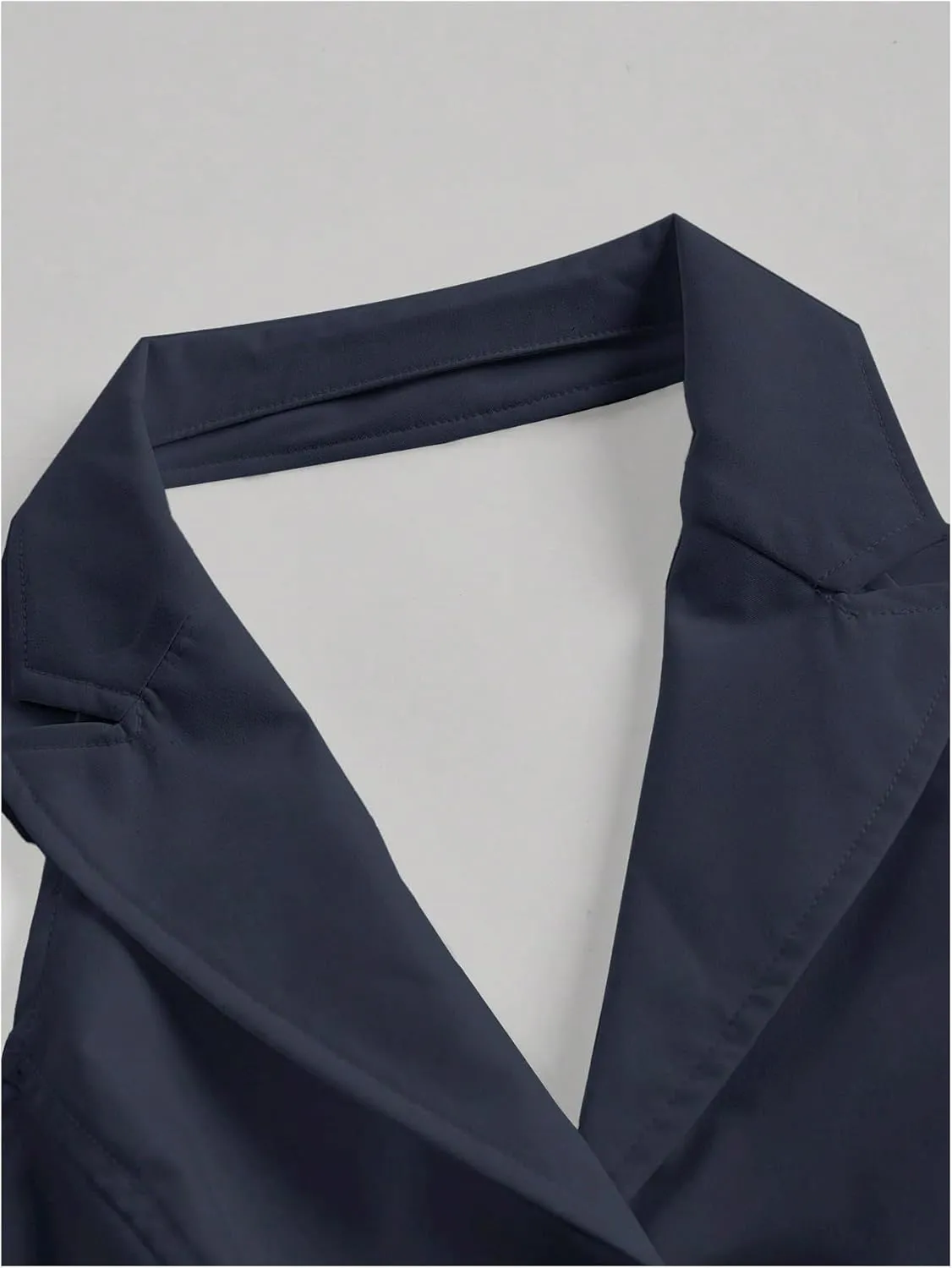 Women's Solid Asymmetrical Hem Backless Crop Tank Tops Sleeveless Casual Button Front Crop Blazer Vest