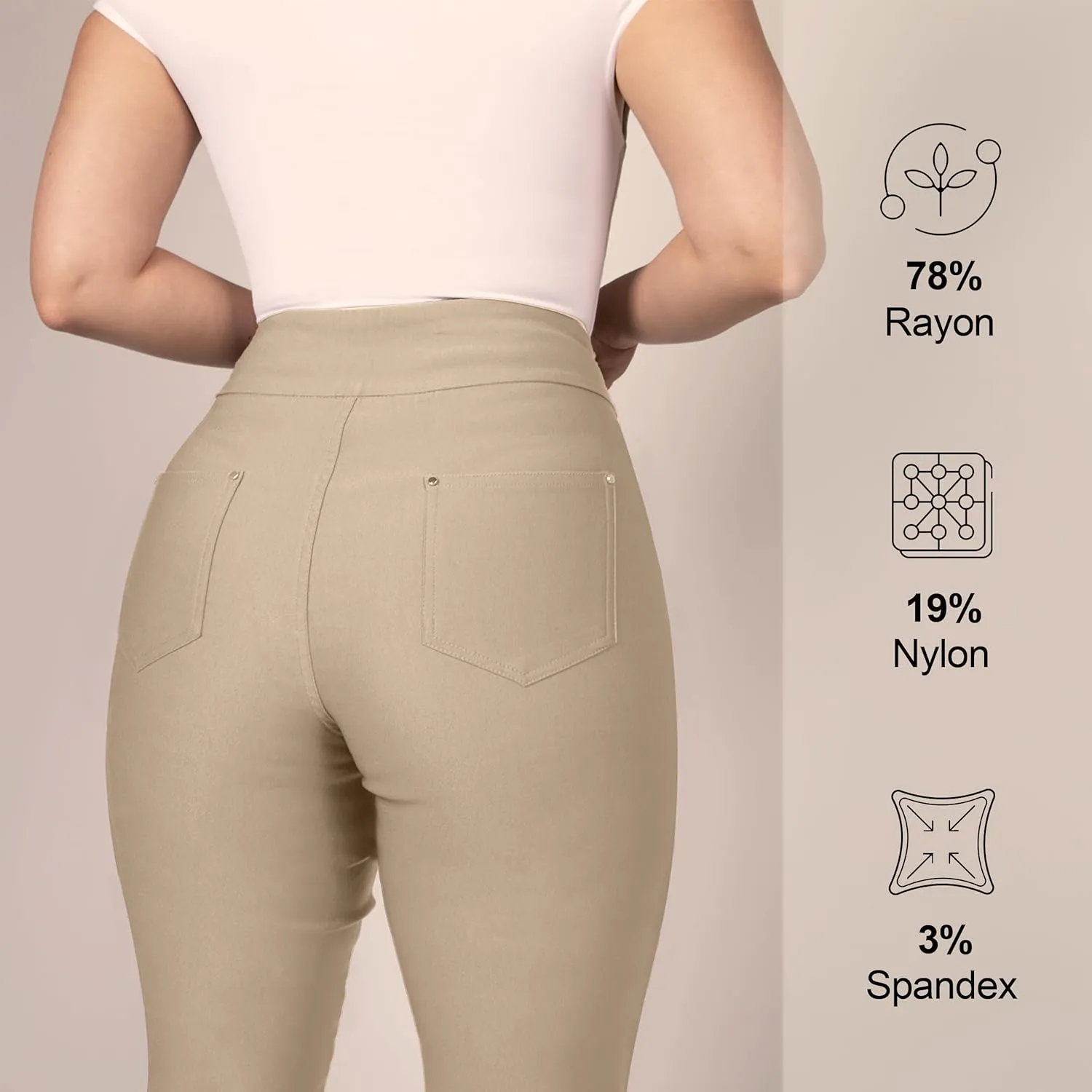 Women's Yoga Dress Pants - Strechy Straight Leg Work Pants with 5 Pockets Slim Fit Office Casual Slacks