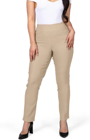 Women's Yoga Dress Pants - Strechy Straight Leg Work Pants with 5 Pockets Slim Fit Office Casual Slacks