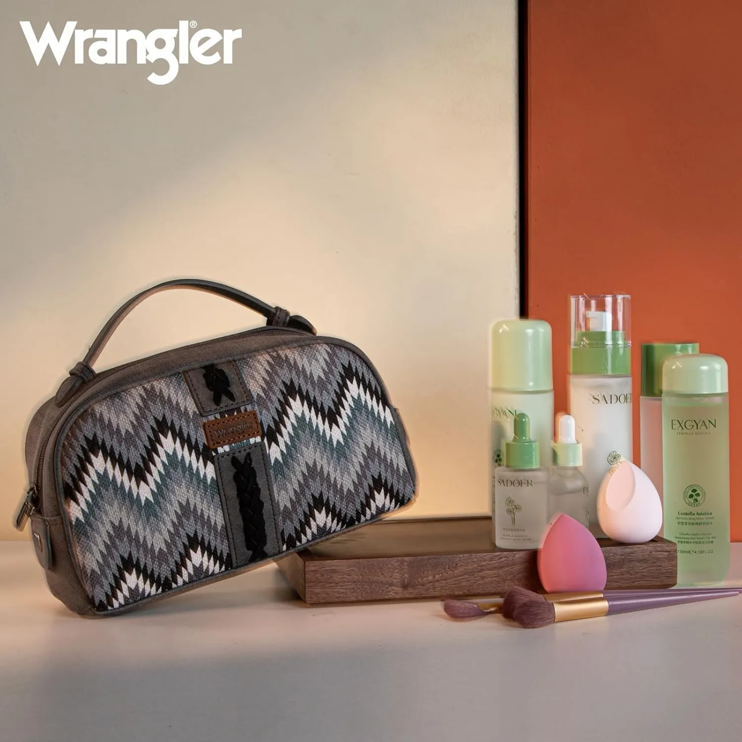 Wrangler Makeup Pouch Bag Mini Western Toiletry Purse Cosmetic Organizer Paisley Travel Pouch for Women