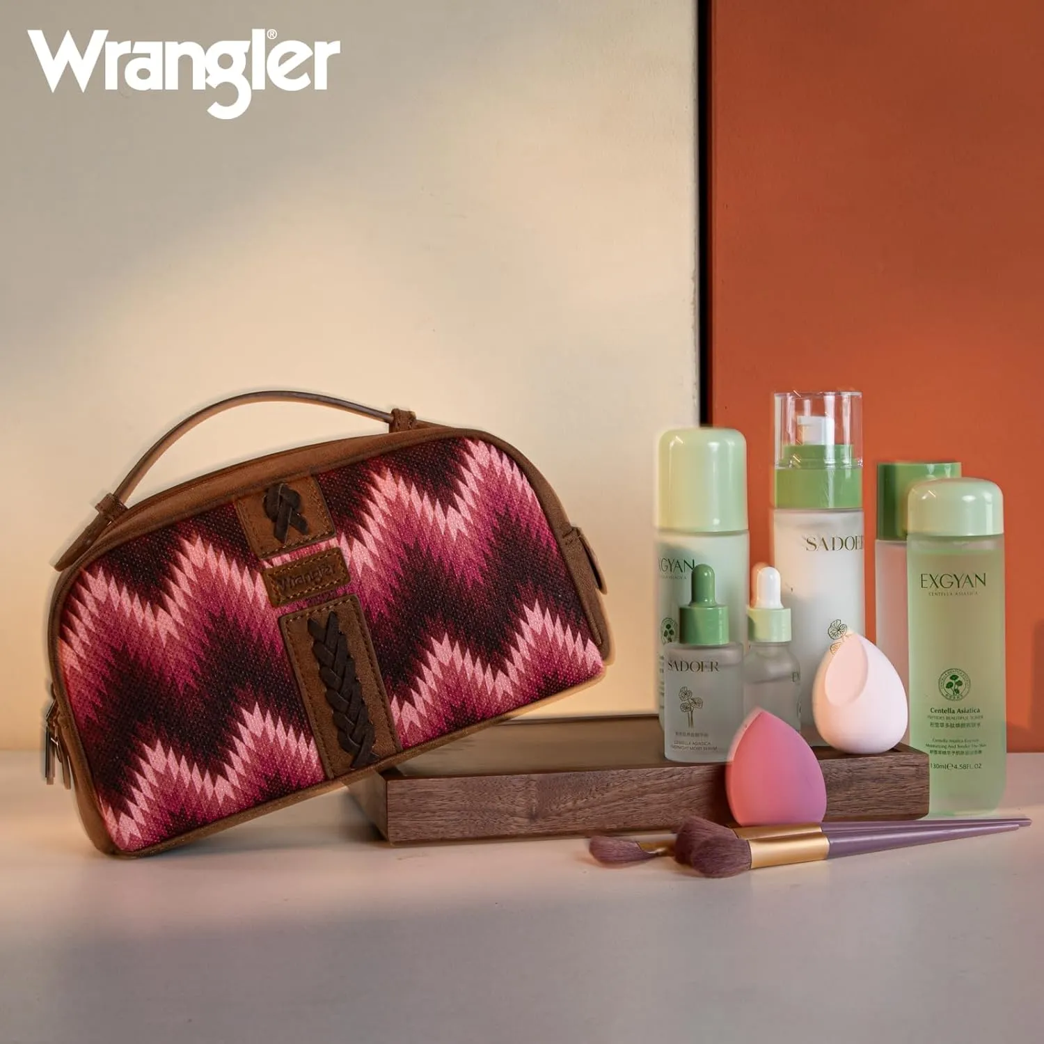 Wrangler Makeup Pouch Bag Mini Western Toiletry Purse Cosmetic Organizer Paisley Travel Pouch for Women