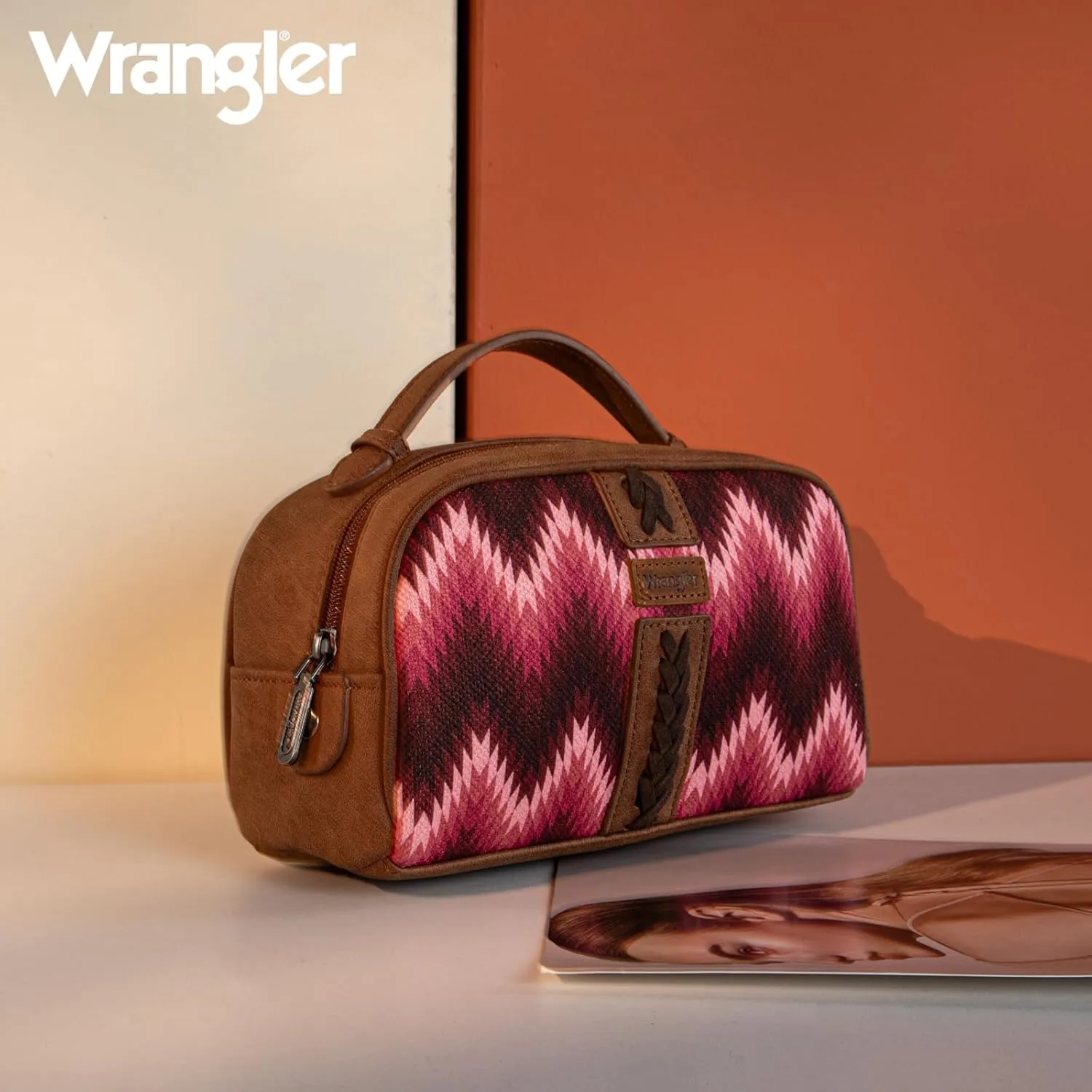 Wrangler Makeup Pouch Bag Mini Western Toiletry Purse Cosmetic Organizer Paisley Travel Pouch for Women