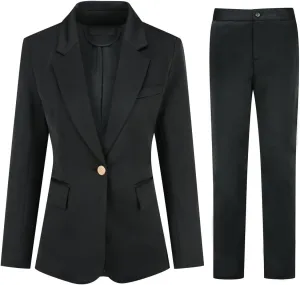 YYNUDA Women's Business Suit Set Ladies 2 Piece Office Work Solid Blazer Jacket and Pants